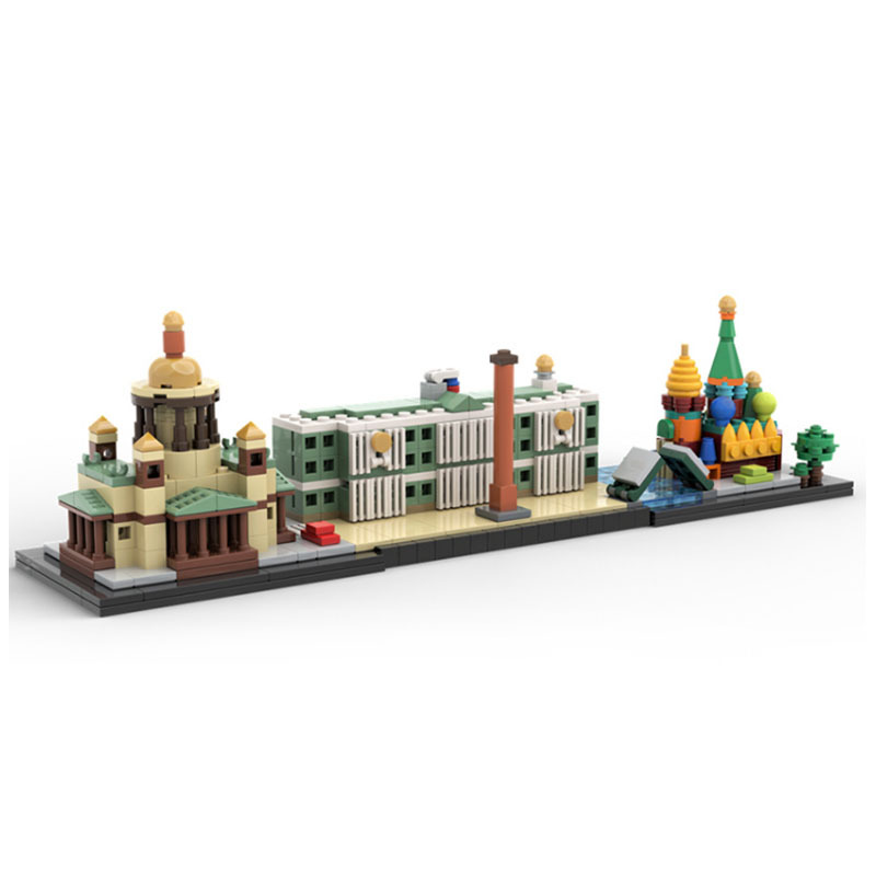 MOC Block Compatible Lego Set Russia St. Petersburg Skyline Patchwork Building Street View