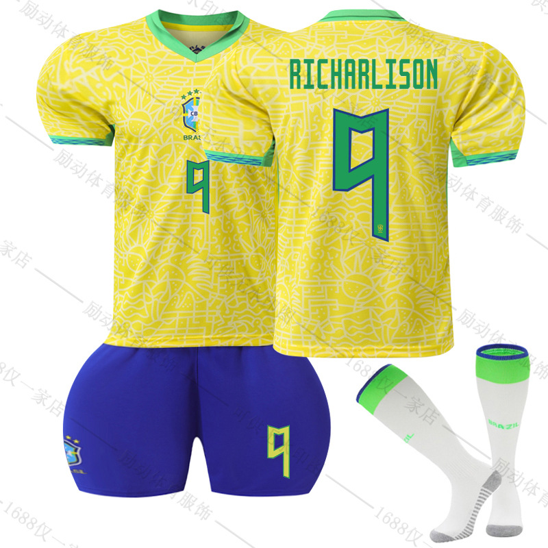 Picture of 2425 New Brazil home Court No. 10 Neymar 20 venius 9 Richard Leeson football uniform suit Jersey