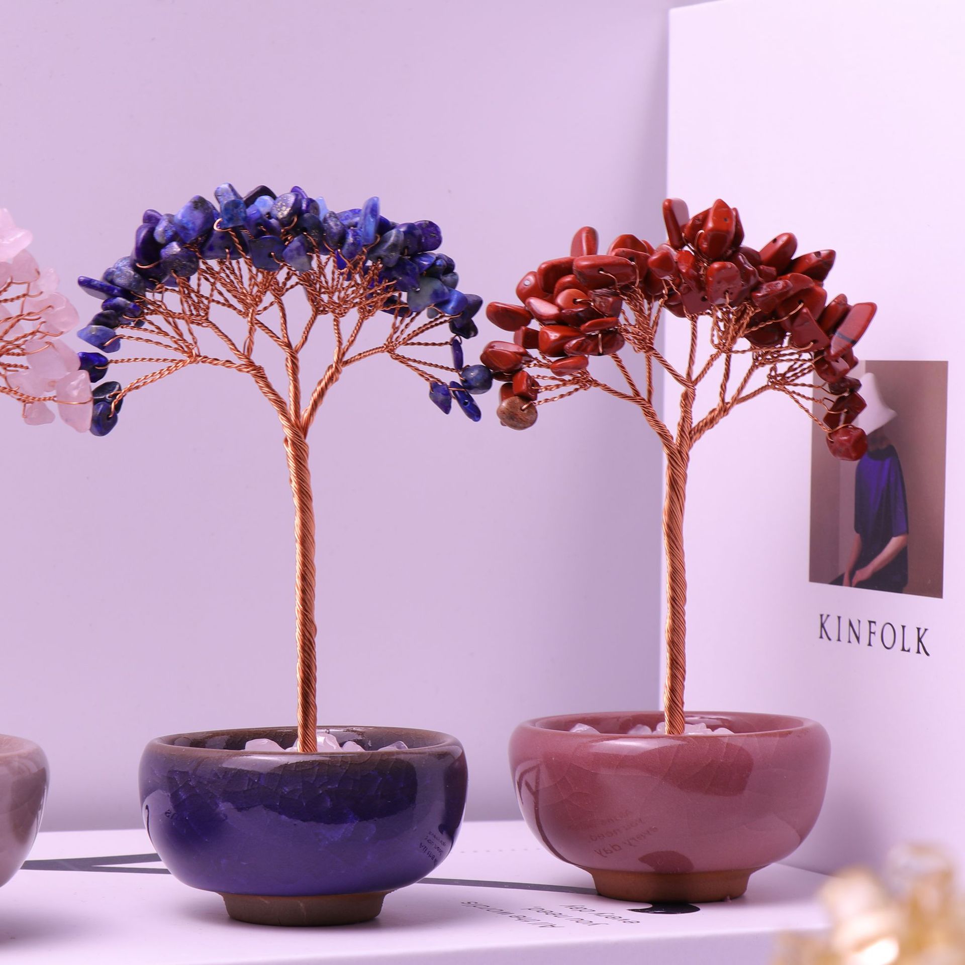 Picture of Cross-border Hot Sale Tea Cup Natural Crystal Tree Ornaments Desktop Ornaments Lucky Crystal Tree Potted Crystal Tree Desktop Ornaments