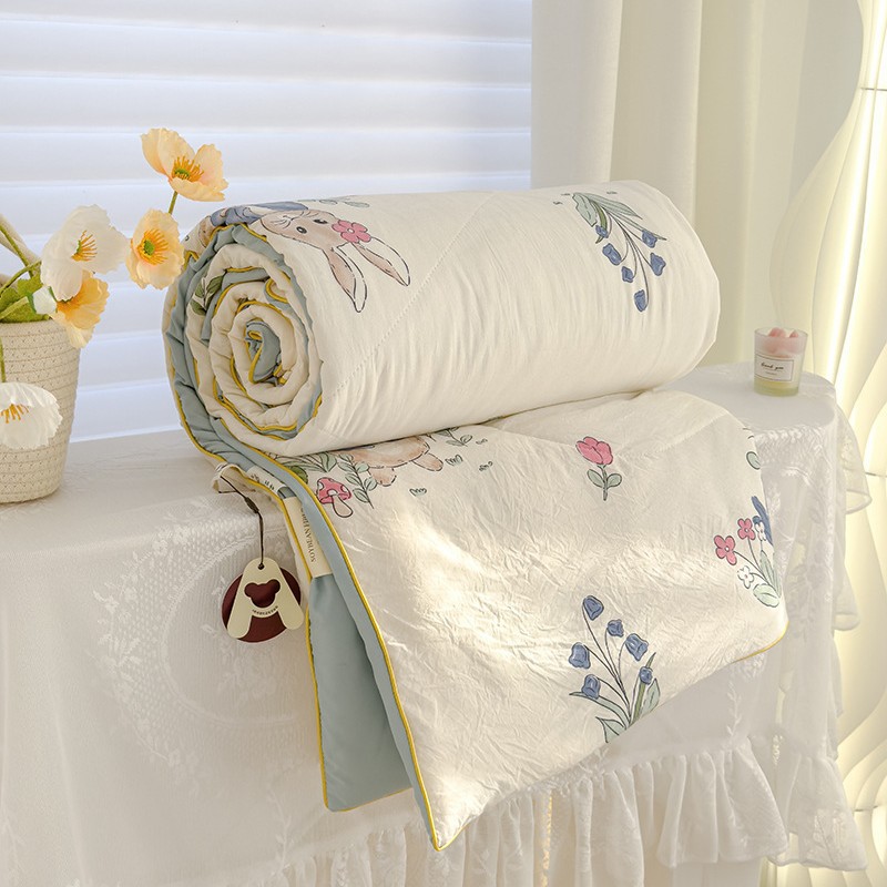 Picture of ClAss A WAshed Cotton Summer Cool Quilt ins Style Summer Soy Fiber Summer Quilt MAchine WAshAble Skin-friendly Air-conditioned Quilt WholesAle Group PurchAse