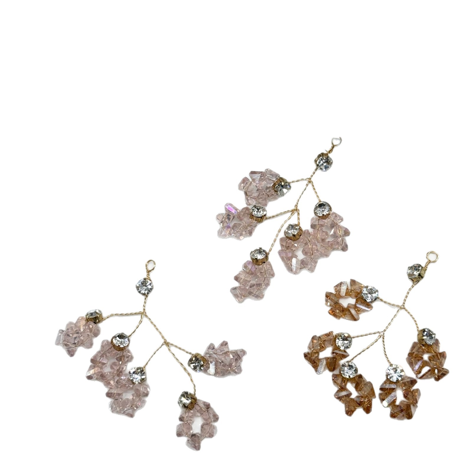 Picture of New handmade twisted copper wire crystal tree leaf model handmade DIY hair accessories, earrings, antique ornaments, accessories