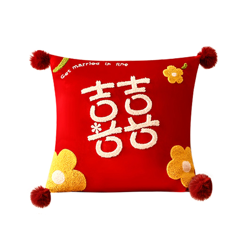 Picture of Happy word Wedding pillow a pair of wedding wedding room layout wedding bed red double happy pillow wedding supplies