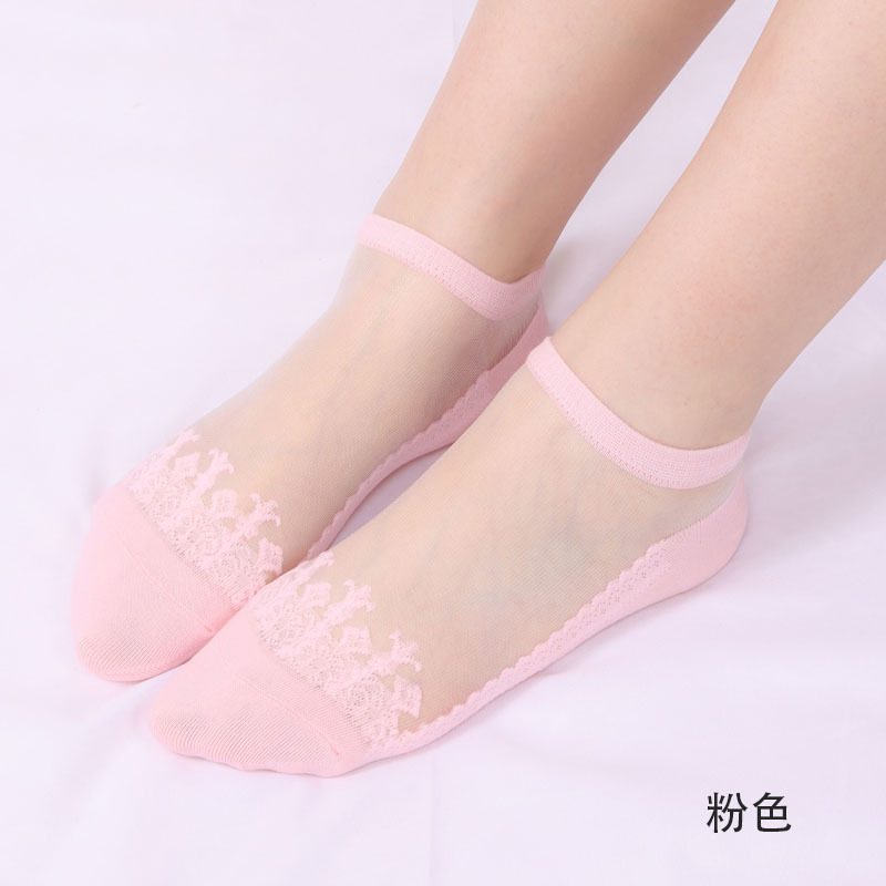 Picture of Jacquard Cool Transparent Crystal Glass Stockings Women's Short Socks Women's Summer Thin Invisible Socks Boat Socks Wholesale