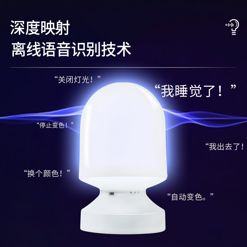Picture of Smart Voice RGB Color Light Home Offline AI Voice Control Voice Atmosphere Nightlight Bedside Lamp Home Desk Lamp