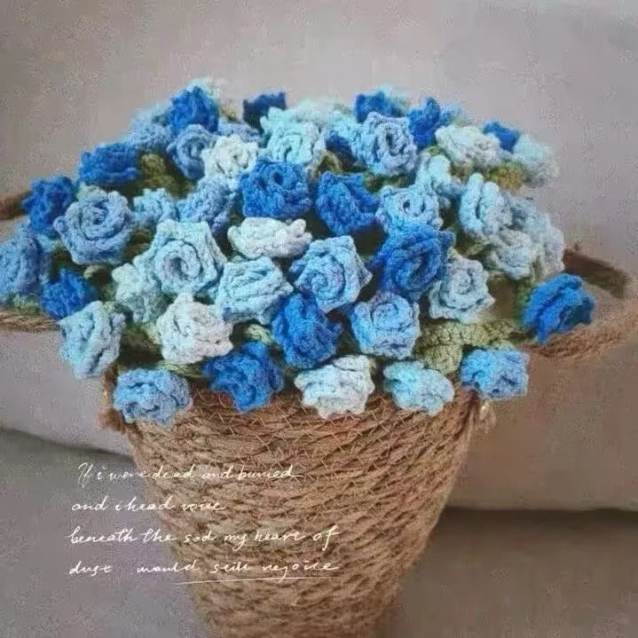 Picture of Pointed Rose Bouquet Blanket Pure Hand Woven DIY Wool Material Pack Creative Crochet Flower Blanket Gift