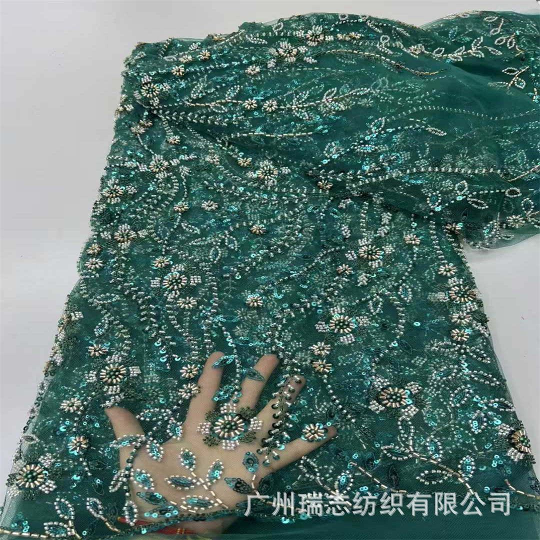 Picture of Full-Width Sequin Embroidered Fabric Lace Ethnic Lace Fashion Banquet Dress Fabric Embroidery Lace