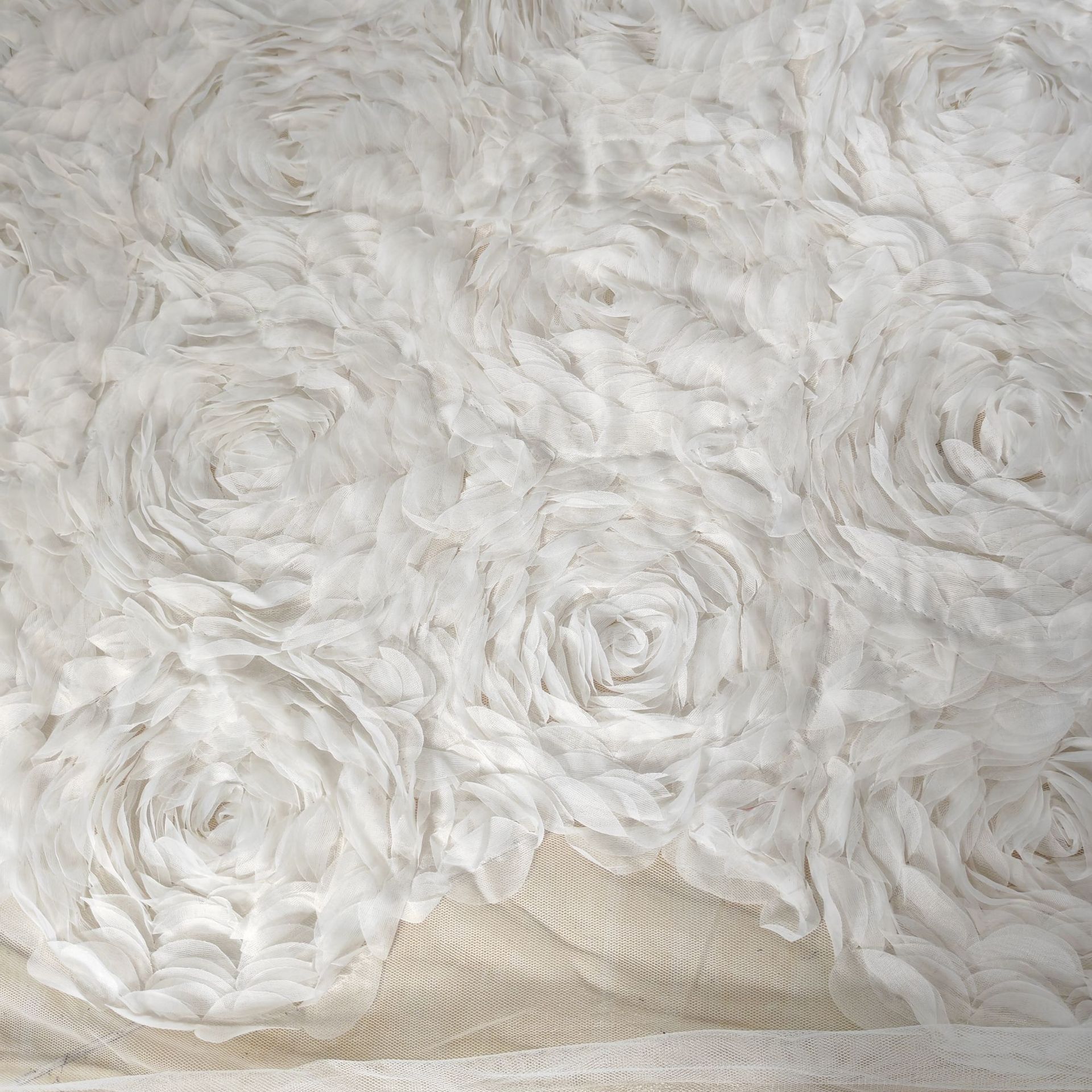 High quality three-dimensional disc rose embroidered fabric light luxury lace embroidery Lolita children's dress mesh fabric