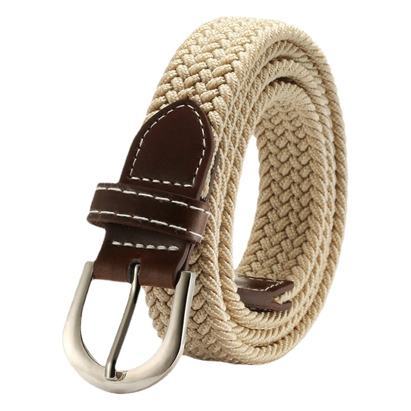 New solid color women's canvas belt thin elastic belt casual elastic woven student pin buckle belt wholesale
