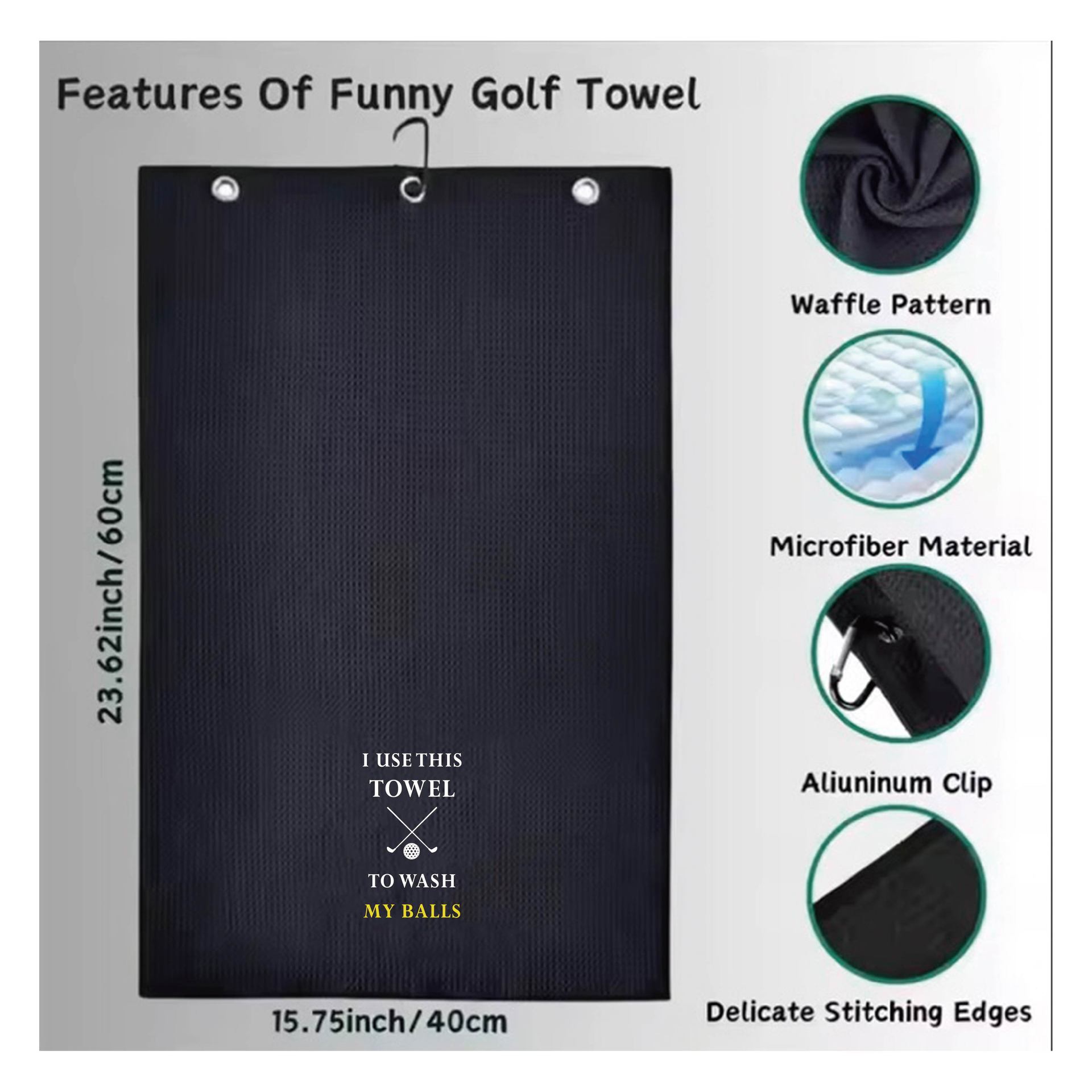 Picture of Multicolor golf towel cross-border in stock microfiber waffle pineapple grid towel ball towel golf towel