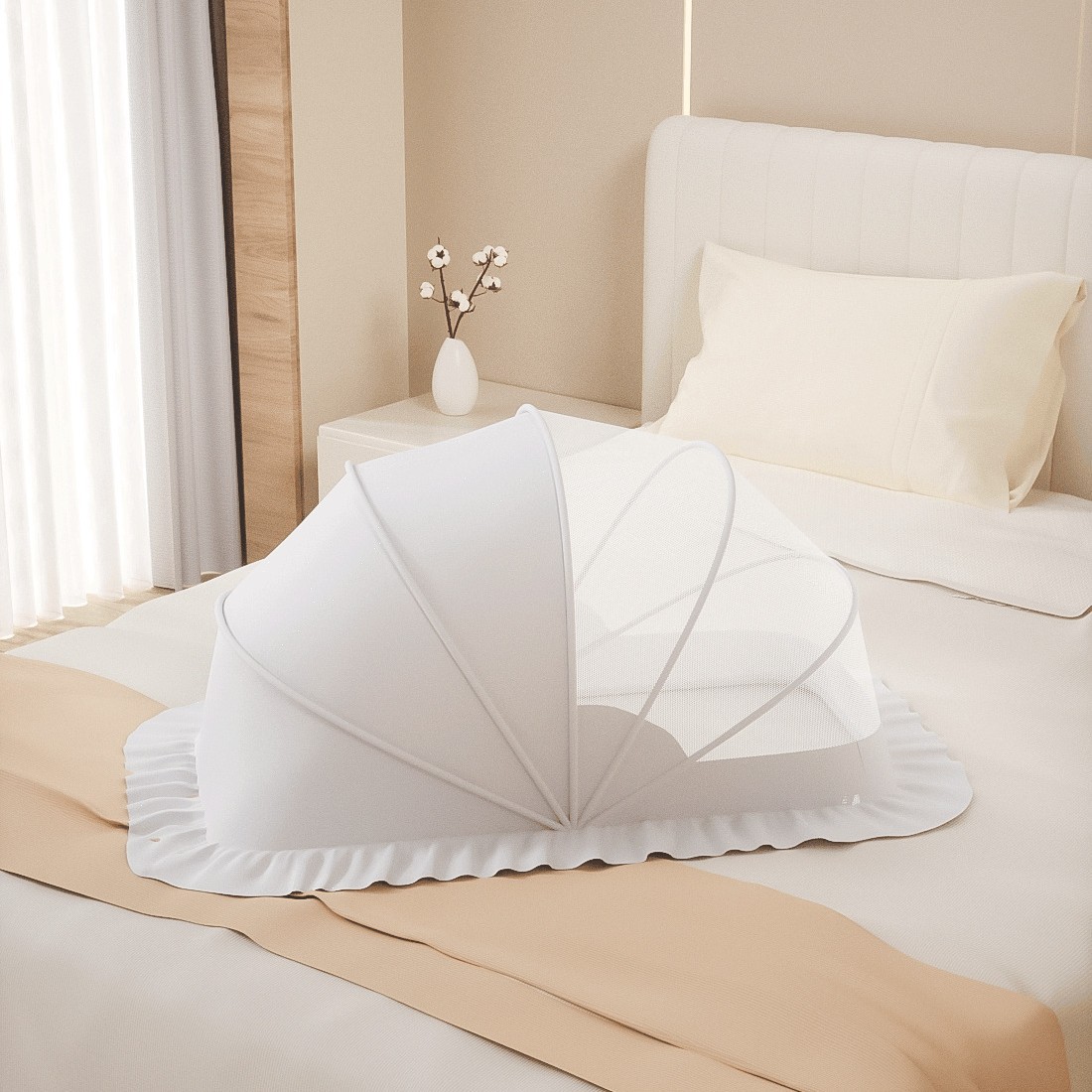 Picture of Baby Mosquito Net, Full-Cover Yurt for Babies, Foldable Universal Crib Mosquito Net for Infants and Toddlers, Light-Blocking