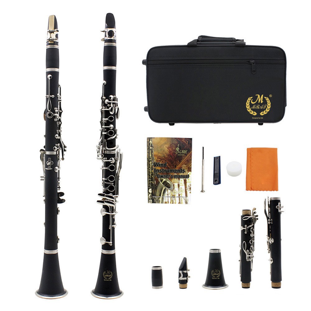Mabet 17 Key B- Down Clarinet Ring 6 Key Children Adult Beginner Playing Bakelite Black Wind Instruments