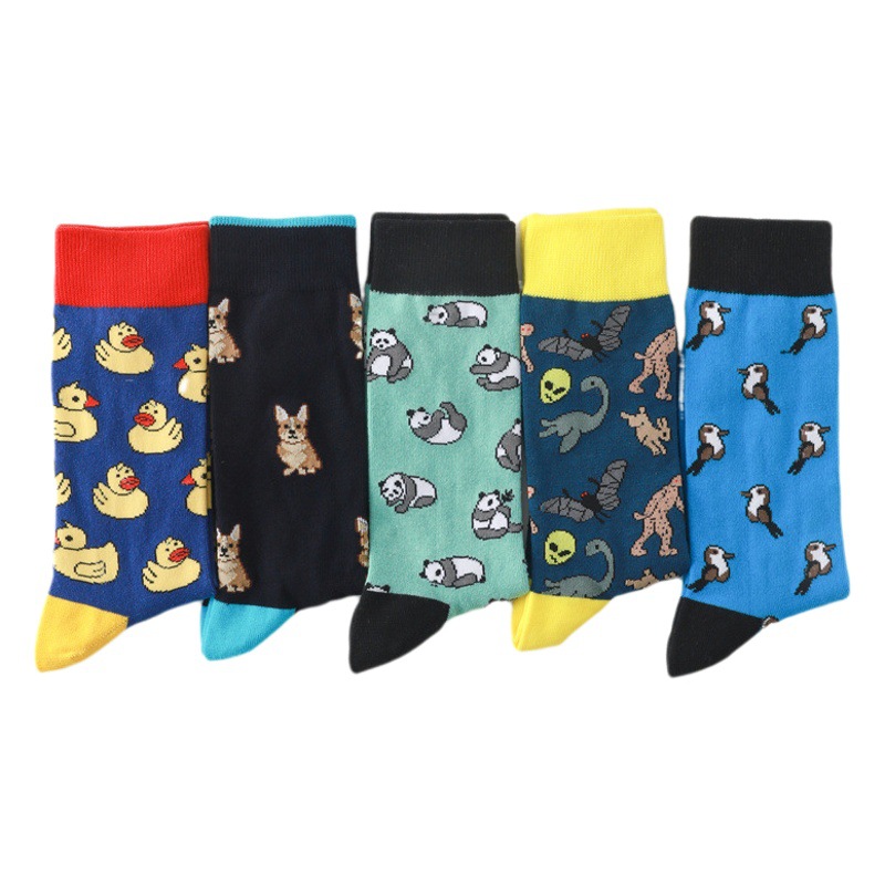 Wholesale Cotton Cartoon Male Anime Animal Fruit Cross Border Socks Dog Mid-tube Socks Men's Trendy Female Panda Socks