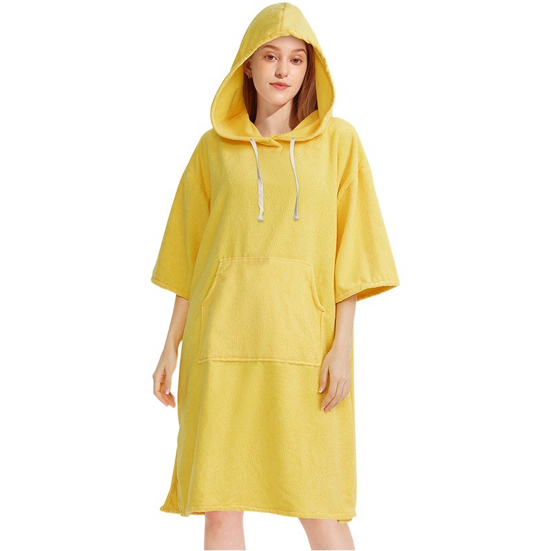 Cross-border thickened microfiber hooded cloak bath towel quick-drying cloak swimming beach surfing men and women changing bathrobe