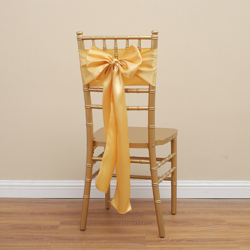 Picture of Chair Cover Bow Tie Hotel Wedding High-end Light Luxury Red Chair Back Flower Decoration Satin Diding Ribbon