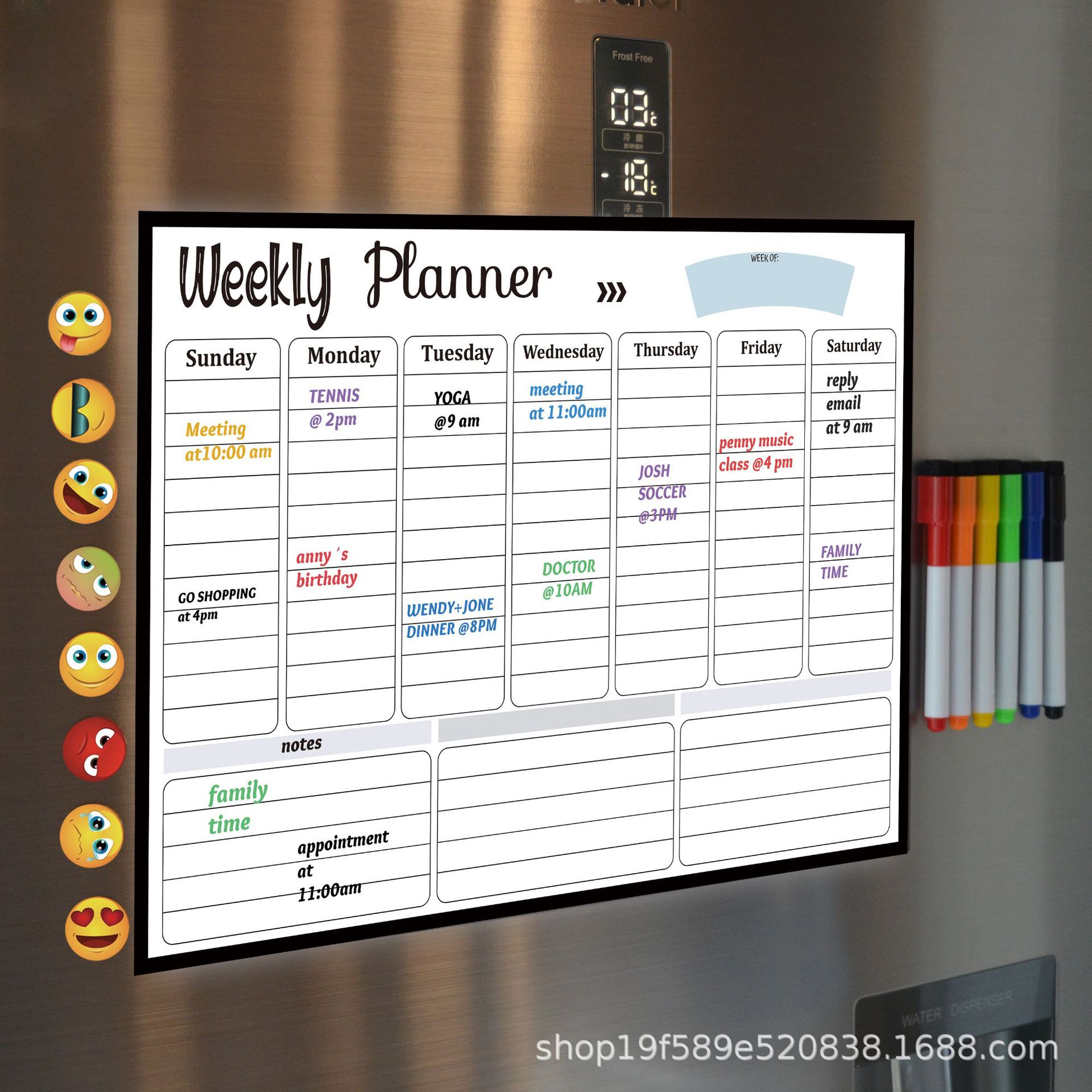 Factory Magnetic Soft Whiteboard Magnetic Calendar Refrigerator Weekly Plan Monthly Calendar Erasable Home Message Board