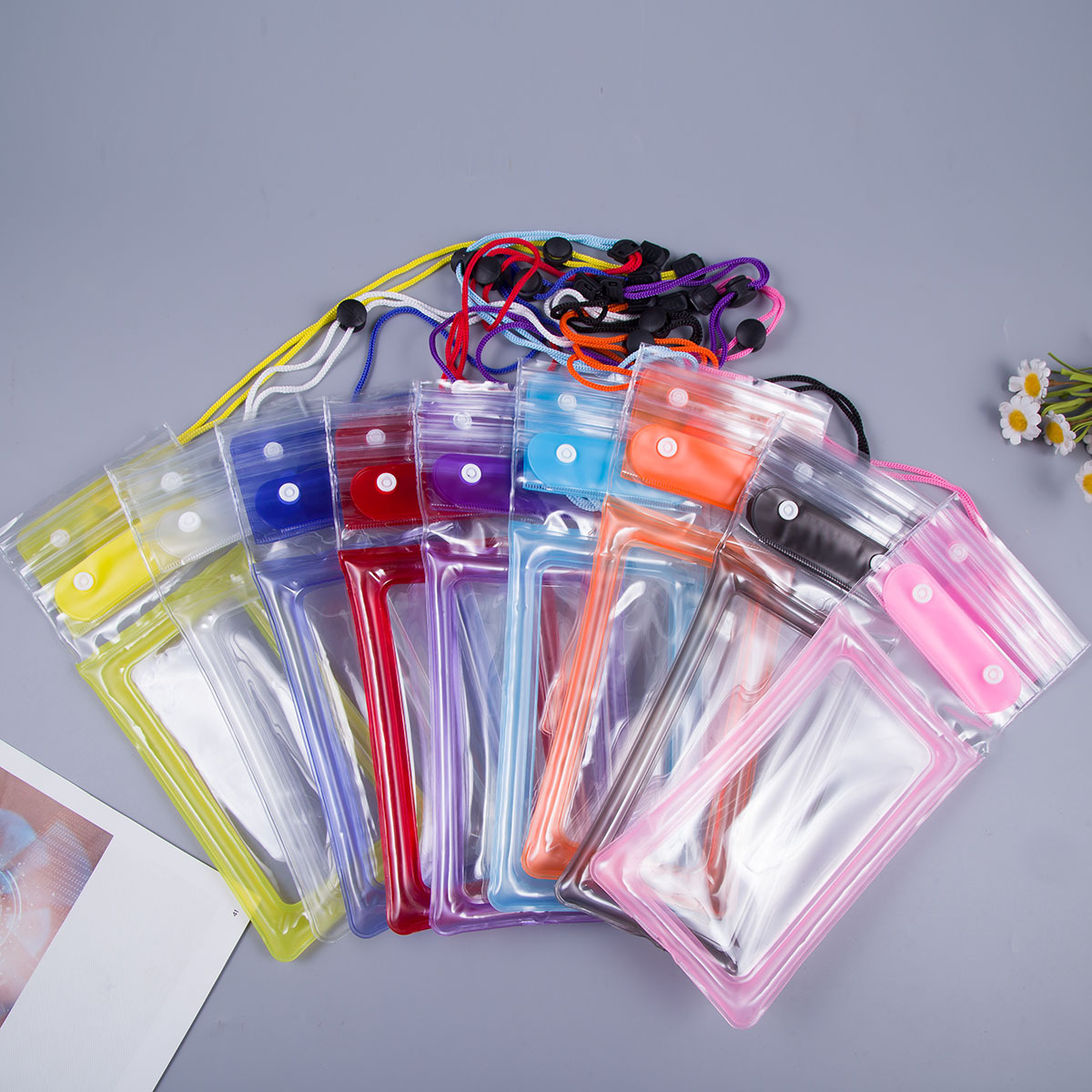 Picture of Three-fold mobile phone waterproof bag airbag bag Velcro touch screen swimming hot spring sealing strip waterproof neck wholesale