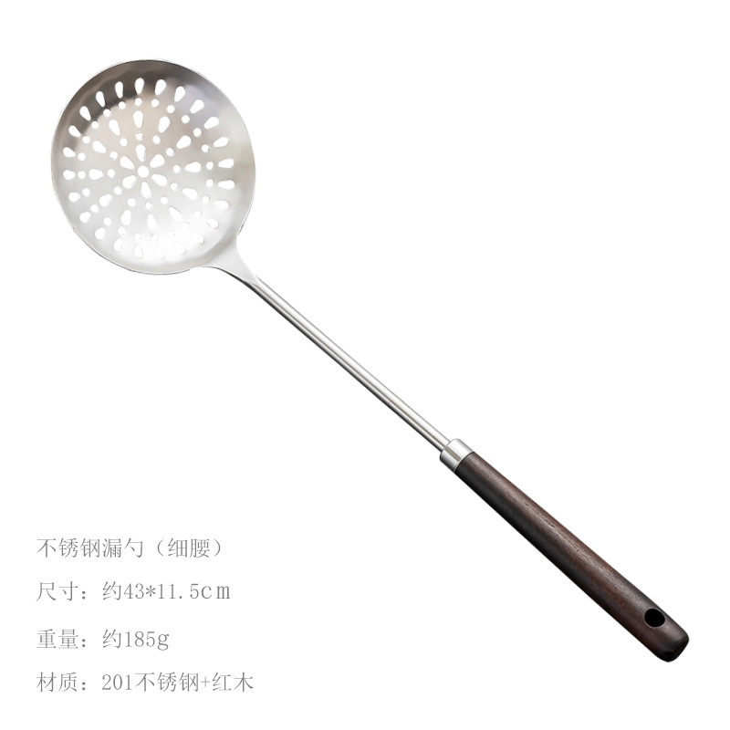 Picture of Kitchen Cooking Utensils Four-piece Set Soup Spoon Long Handle Household Stir-frying Shovel Set Wooden Handle Stainless Steel Pot