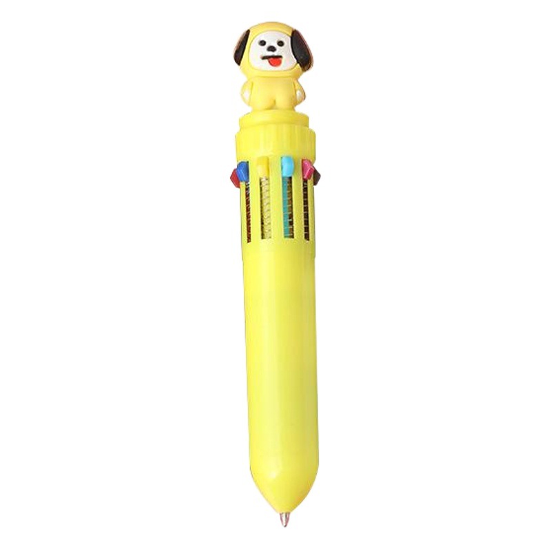 Creative Cartoon Silicone Press 10-Colorful Ballpoint Pen Student Colorful Multi-Functional Oil Pen Girl Heart Account Pen