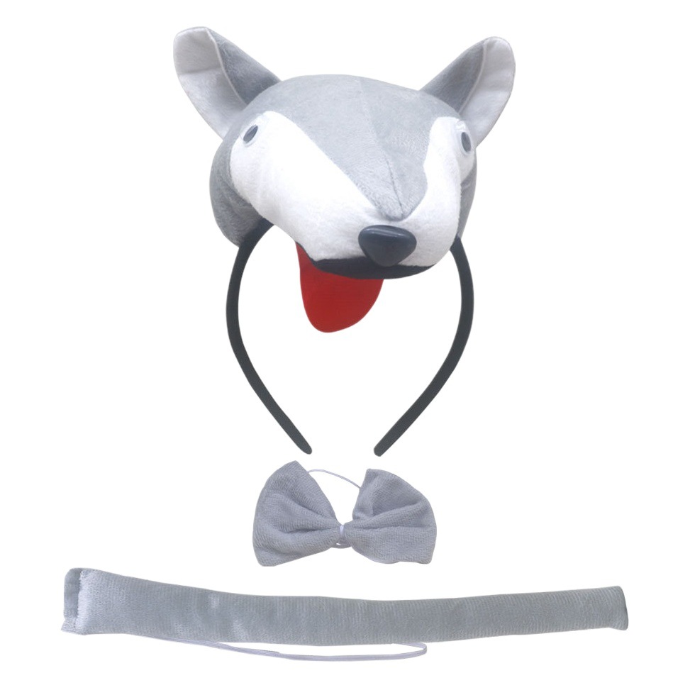 Halloween Animal Hair Hoop Big Bad Wolf Children Cute Headwear Cartoon Stereo Wolf suit Ball Dress Up Headband