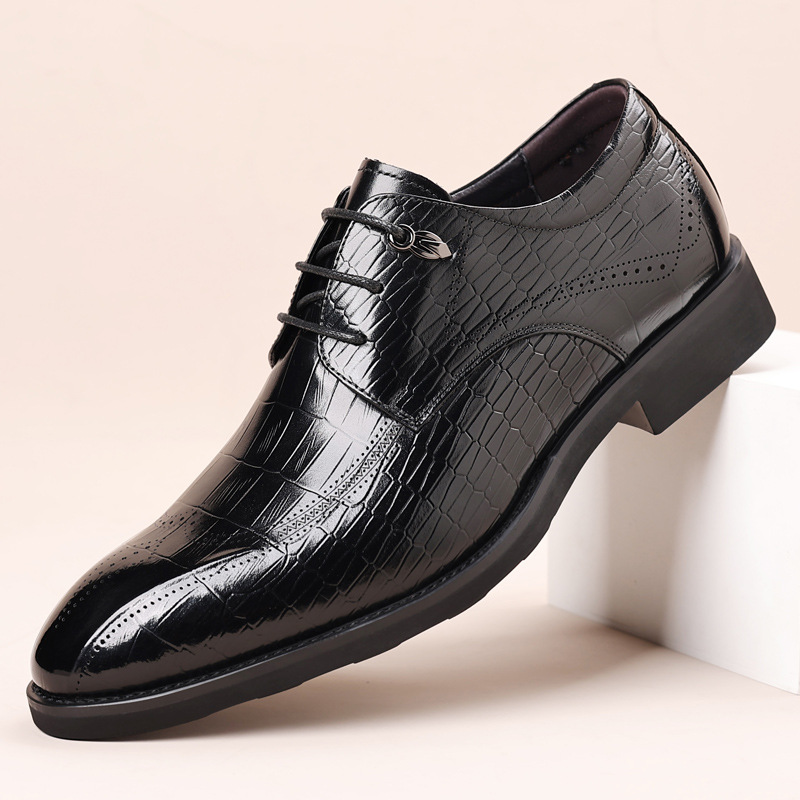 2024 New First Layer Cowhide Men's Leather Shoes Business Dress Leather High-end Men's Shoes Slip-on British Wedding Shoes