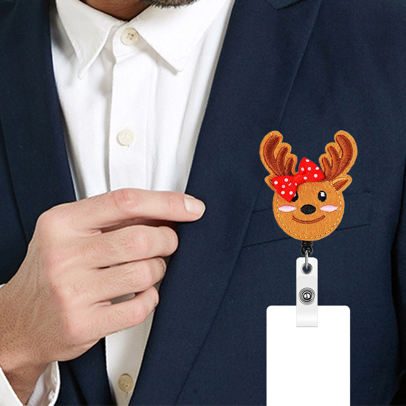 Picture of Handmade embroidery Christmas felt easy pull buckle easy pull snowflake snowman elk retractable rotating easy pull gift