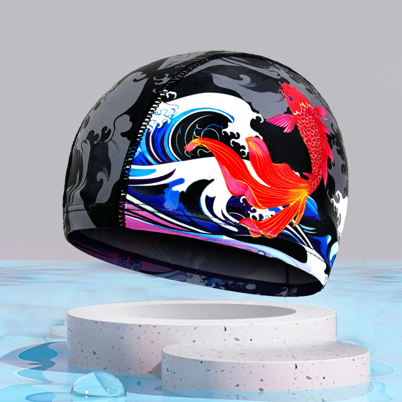 Picture of Adult color solid color swimming cap unisex cloth swimming cap three needle five thread nylon swimming cap manufacturers wholesale