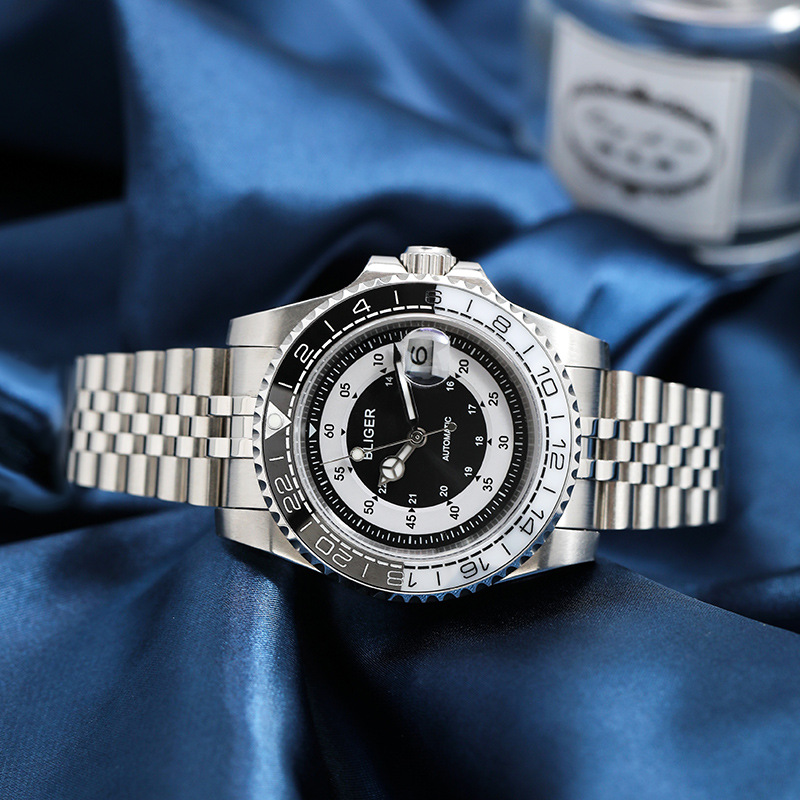 Full-automatic mechanical watch five-ball steel band ceramic ring new men's watch diving watch 2023 Net Red live burst