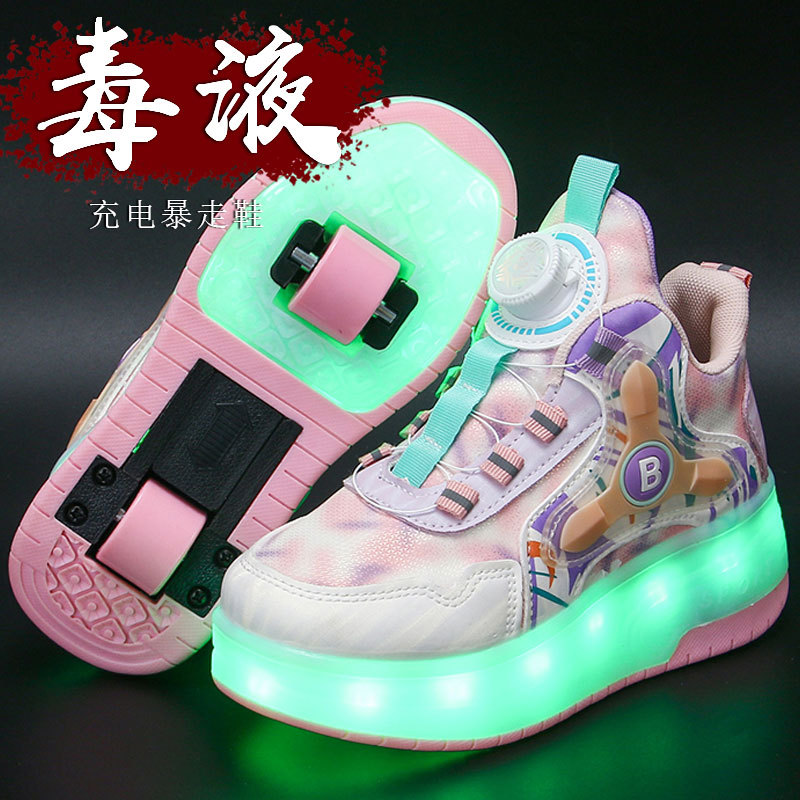 Cross-border foreign trade children's heloo shoes boys LED luminous shoes girls outdoor sneaker student skates