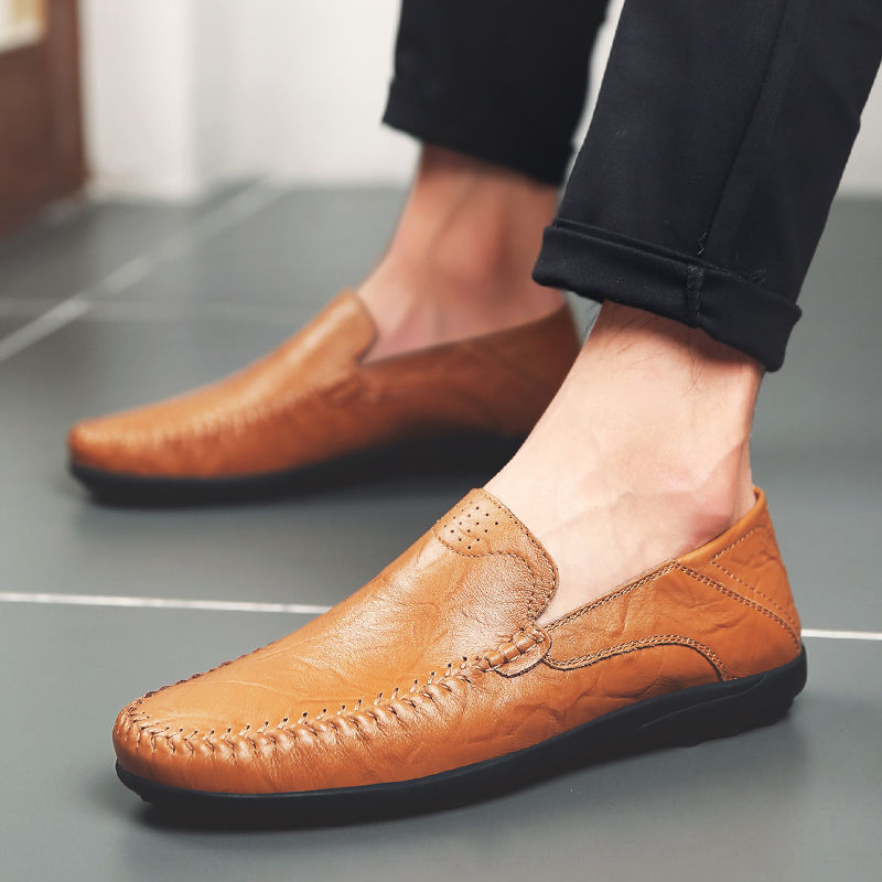 Picture of Doudou Men's Shoes Four Seasons British Style Black Business Men's Casual Leather Shoes Lazy One-Step Driving Soft Sole Trbottomy Shoes
