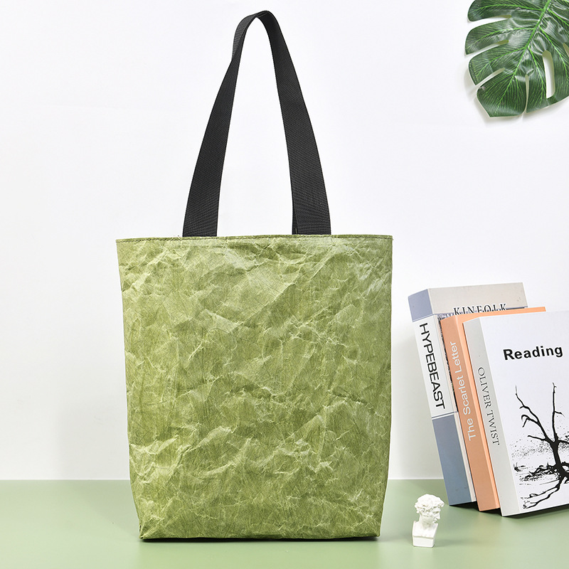 Dark Green Waterproof DuPont Paper Bag Washable Tear Paper Bag Wholesale Shopping Gift Tote Bag Printing