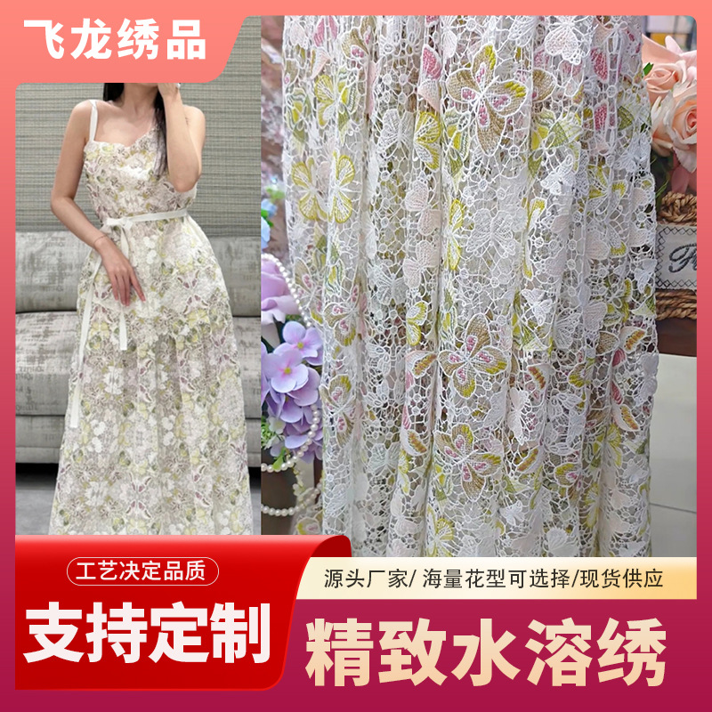 Water-Soluble Embroidery Fabric New Embroidery Cloth Multi-Color Lace Dress Dress Skirt Lace Manufacturer