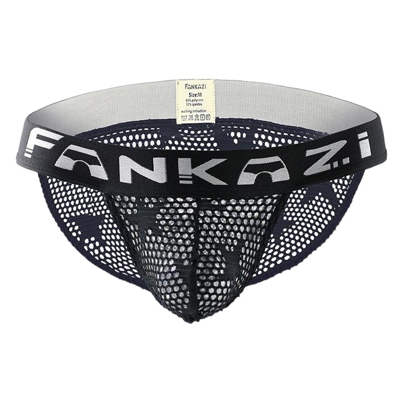 Factory wholesale hollow men's underwear youth star mesh tide men breathable comfortable personality high fork underwear foreign trade