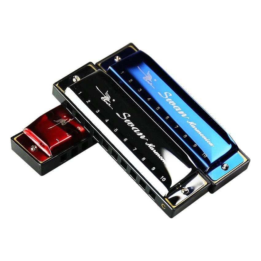 Swan 10-hole Blues Harmonica C- key Children Beginners Adult Blues Ten-hole Introductory Harmonica Instruments