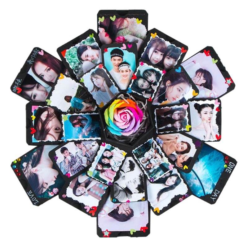 Six-sided surprise explosion box diy handmade photo album trembles with birthday gifts cross-border supply in stock