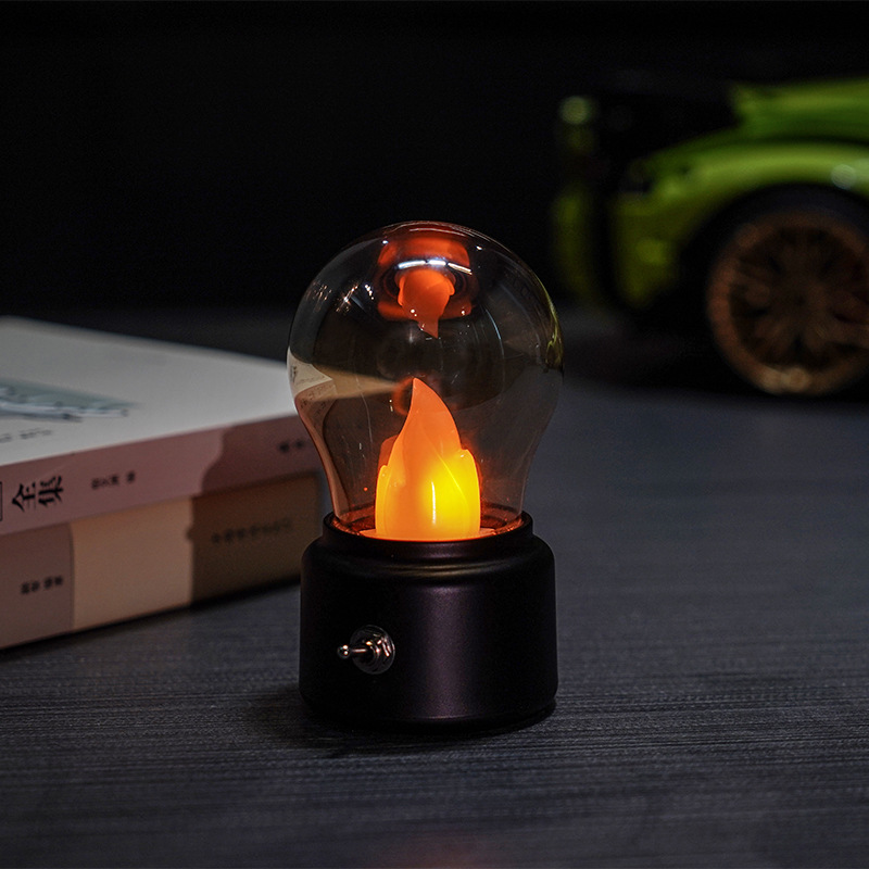 Janpim Retro Bulb Night Light Bedroom Bedside Sleep Light Led Light USB Rechargeable and Plug-In Dual-Use Desktop Atmosphere Light