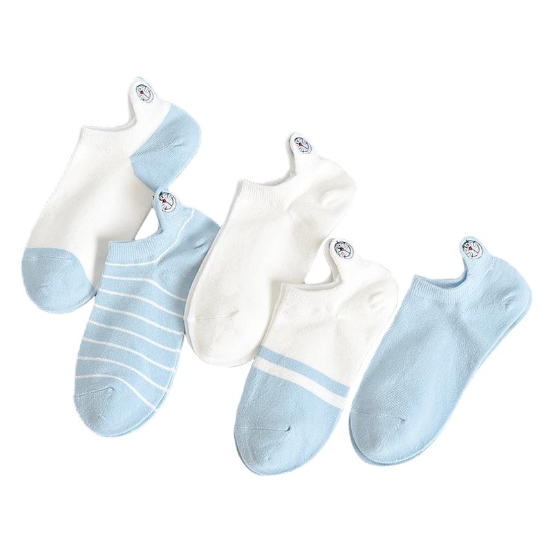 Trendy Socks Women's Boat Socks Shallow Mouth Low Heel Embroidered Korean Cute Japanese Cartoon Korean Style Spring and Summer Thin Short Socks