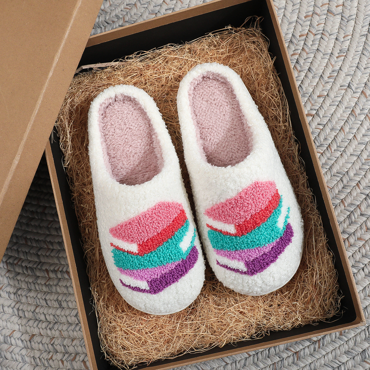 2025 New European and American Cross-Border Cotton Slippers for Men and Women at Home in Winter, the Best Gift for Bookworms Who Love Reading
