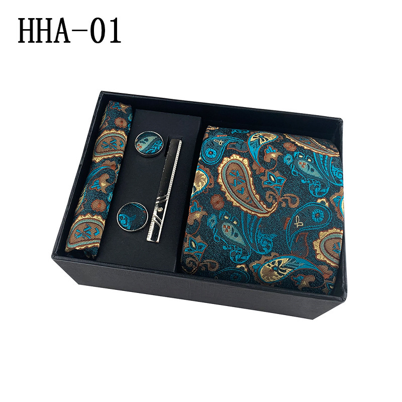 Picture of Factory Wholesale Men's Tie Business Dress Wedding Photo Suit Accessories Tie Cufflinks Square Tie Gift Box