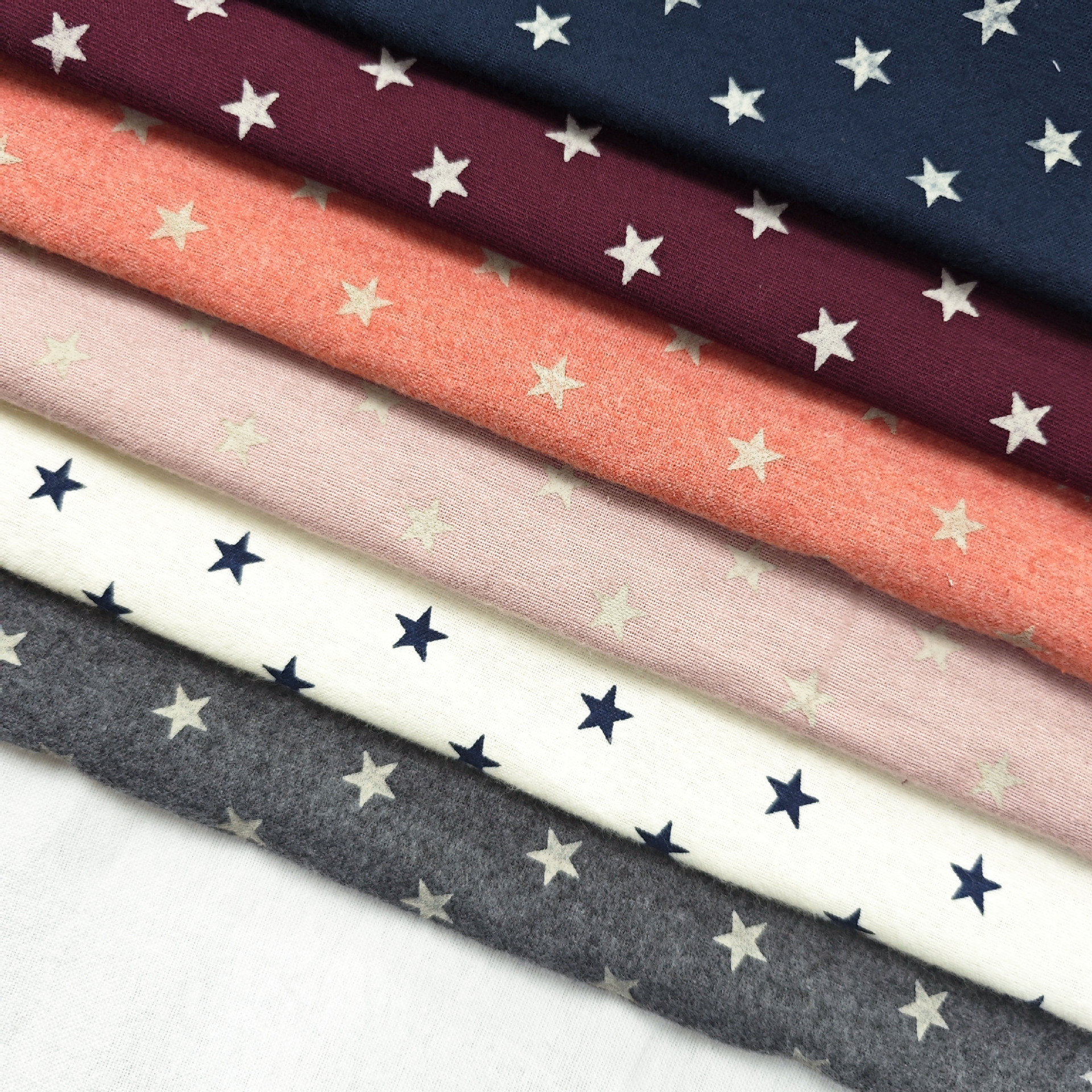 Picture of Autumn and Winter All-Cotton Brushed Woven Fabric with Five-Pointed Star Print and Tie-Dye Fabric for Coats, Skirts, Children's Clothing, Hanfu, Fabric Art, and Home Decor