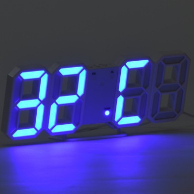 Picture of Ins cross-border desktop desk clock 3D luminous digital clock wall voice control mute alarm clock intelligent photosensitive a generation of hair