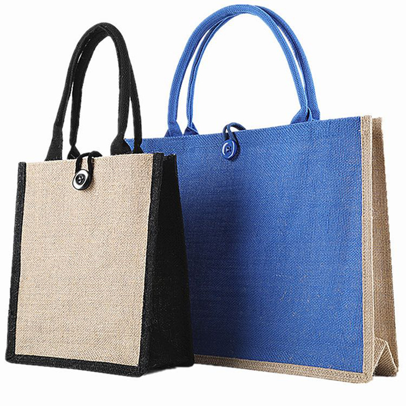 Jute Cloth Bag Custom Unprinted Linen Coarse Cotton Linen Imitation Sack Muji Wholesale Souvenir Linen Handbag Custom-Made