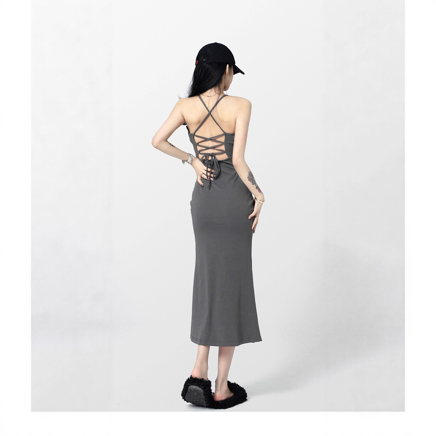 Picture of Pure desire suspenders sheath dress Hot Girl women's summer New tight sexy backless split dress for moms