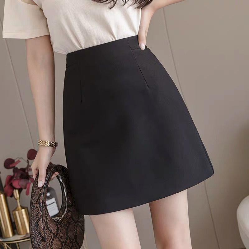 2021 Summer New Style Suit Skirt Women's High Waist Slim-fit Anti-glare All-match A- line Hip One-step Skirt
