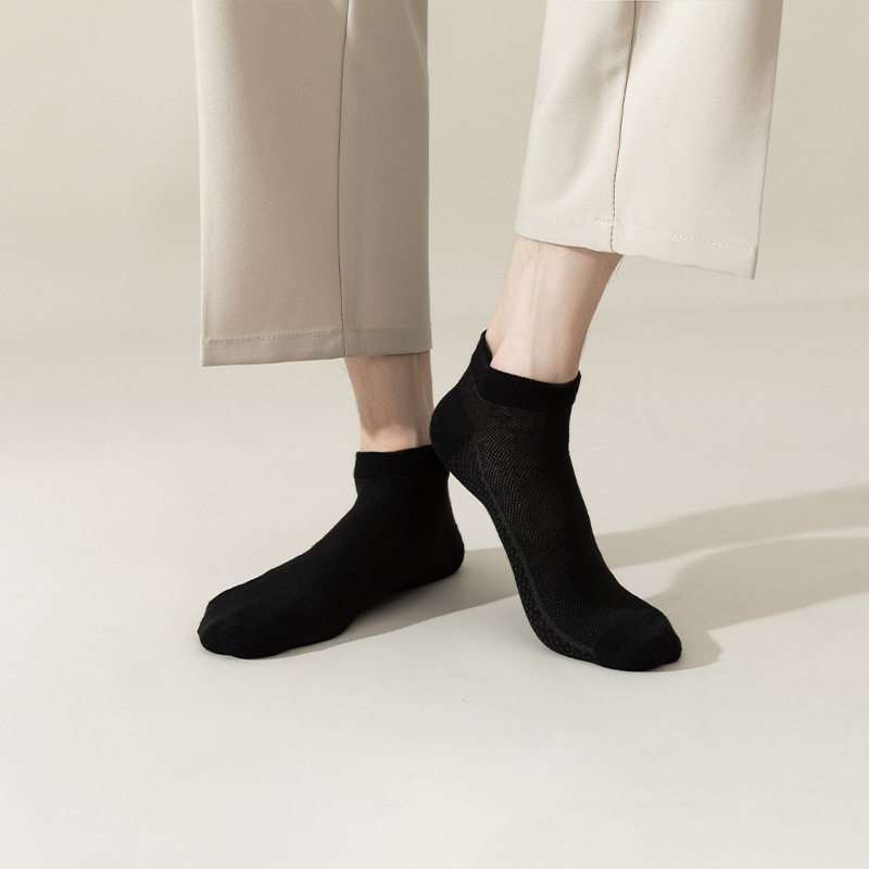 Picture of Socks Men's Summer Thin Pure Color Sweat-Absorbent and Deodorant Socks Pure Cotton Breathable Thin Mesh Business Short Socks for Men