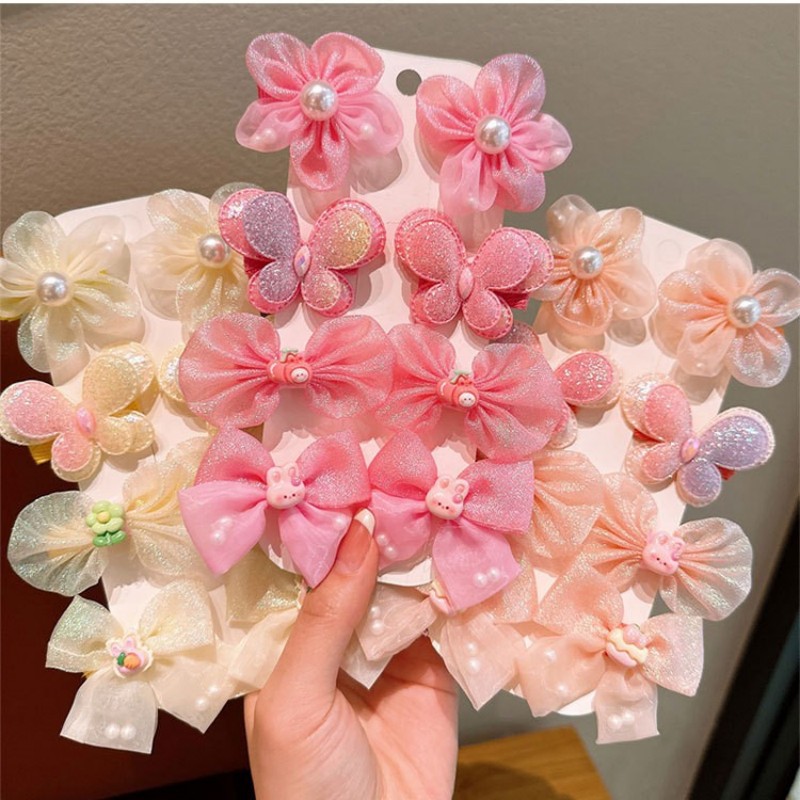 Children's Hair Accessories Cute Butterfly Hairpin Girl's Super Fairy Yarn Flower Bang Clip Broken Hairpin Princess Hairpin Side Clip