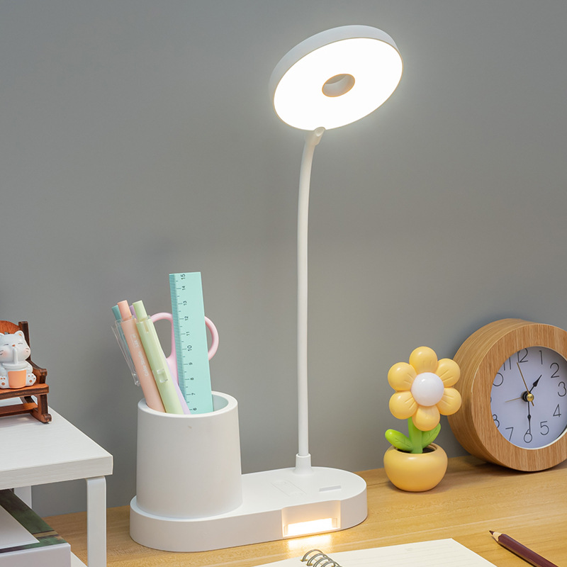 Storage Pen Holder Desk Lamp Study Dormitory Home Eye Protection Lamp Reading Desk Rechargeable Dual-Use Bedroom Bedside Lamp High-End