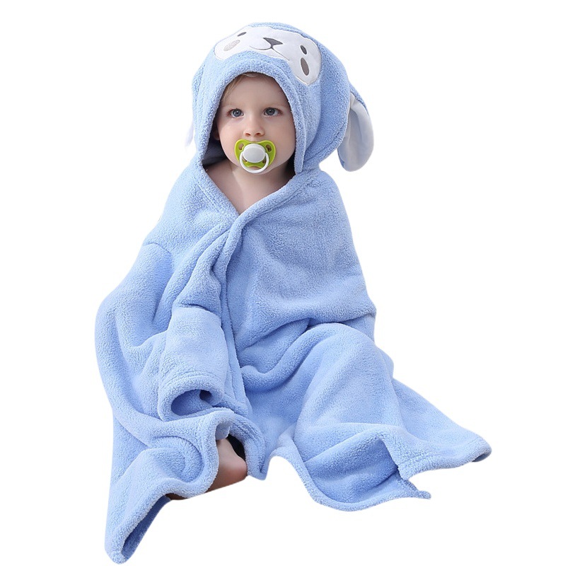 Children's Bath Towel Cloak Wholesale Quick Dry Coral Fleece Bathrobe Hooded Cartoon Cloak Baby Baby Hooded Bath Towel