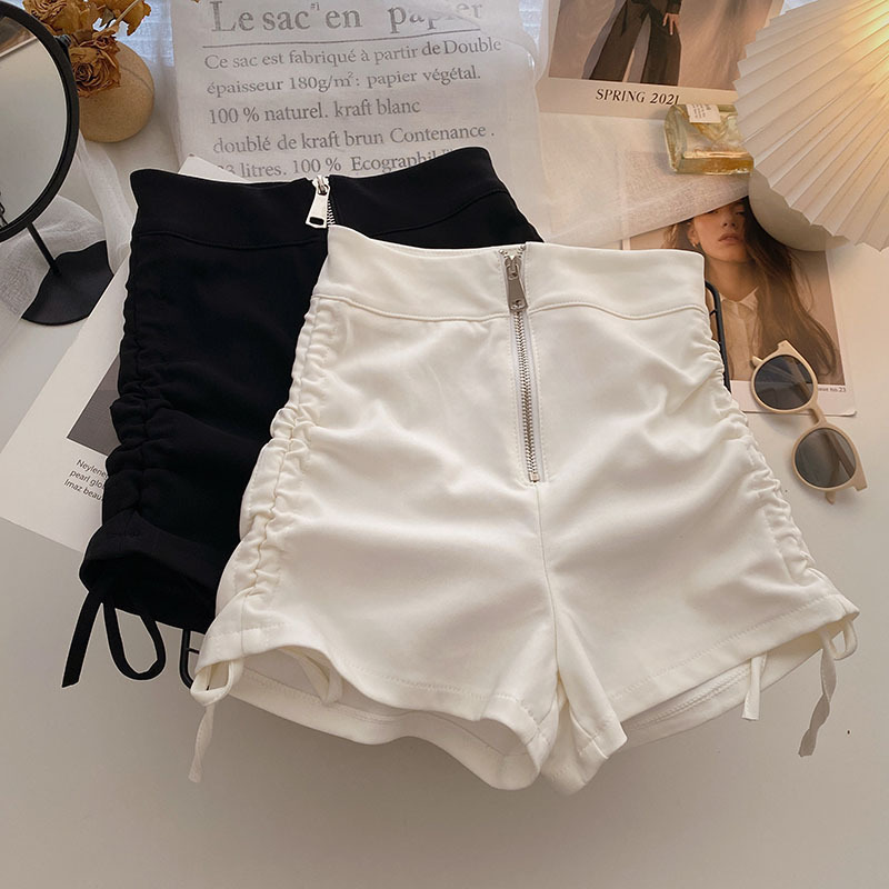 Spring Shorts Women 2024 New High Waist Slimming Wide-leg Pants Fashion A-Line Drawstring Zipper Sexy Hot Pants for Hot Girls