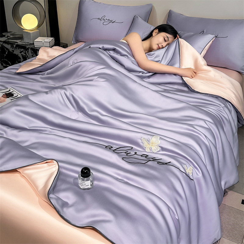 Picture of Class A Washing Ice Silk Embroidery Summer Quilt Four-Piece Set Air-Conditioned Quilt Sleeps Naked Summer Cool Quilt