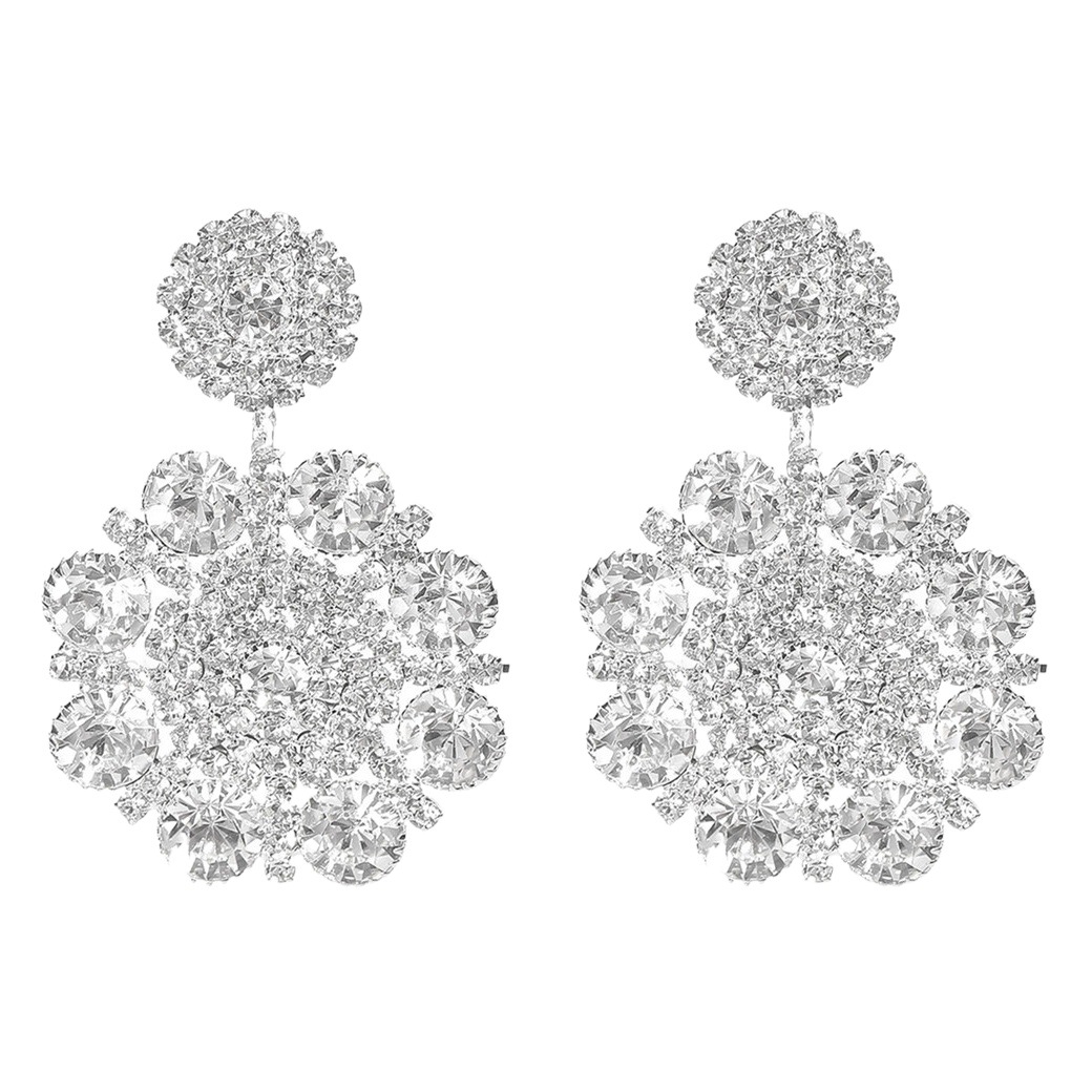 Europe and the United States exaggerated high-level Joker full diamond snowflake earrings fashion temperament shiny diamond earrings ear jewelry wholesale